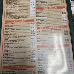 menu