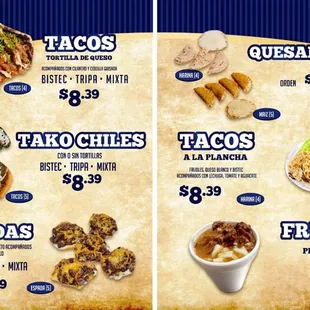 a menu for a mexican restaurant