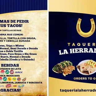 a menu for a mexican restaurant