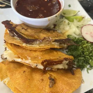 cheese birria tacos (3) with consome