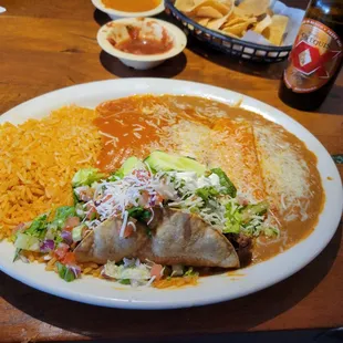 a plate of mexican food on a table