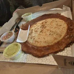 Quesadilla with a cheesy fringe