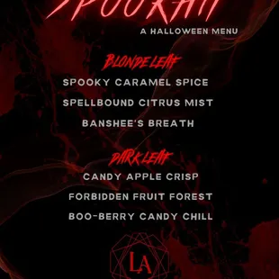 Special Halloween menu for the month of October!