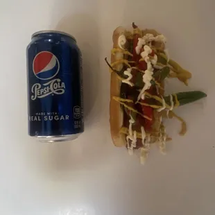 a soda and a hot dog
