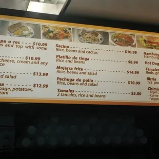 Menu as of 4/6/2018