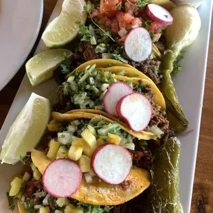 Asada Taco Carnitas taco  Al pastor taco