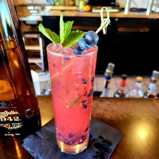 Blueberry, Pomegranate, Agave, jalapeños 1942 Reposado Cocktail. Very good!