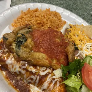 Chile Relleno and Chicken Enchilada (so good!)