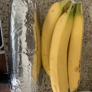 Burrito. Banana for scale