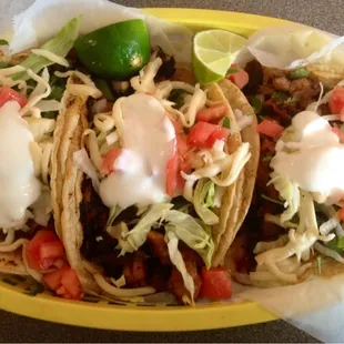 Tacos Pastor with extra toppings... Pastor is the best