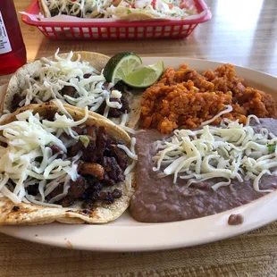 Pastor Taco with Beans and rice!