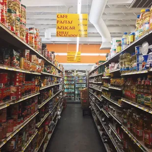 a wide aisle of products