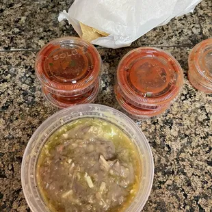 a variety of condiments