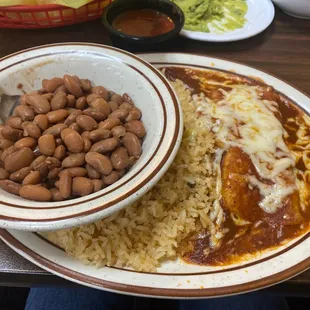 Cheese enchilada &amp; whole beans
