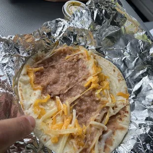 Bean and cheese was so so but edible