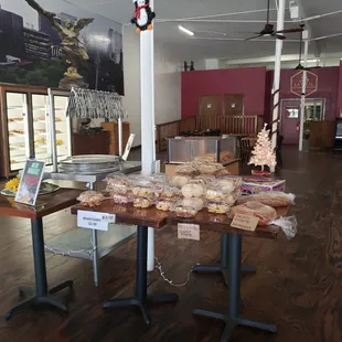 a display of baked goods