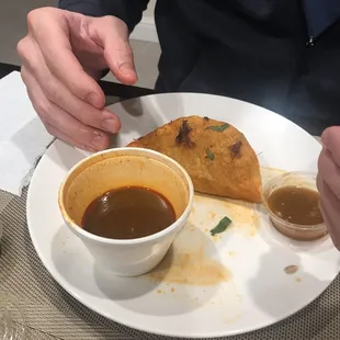 a person eating a meal