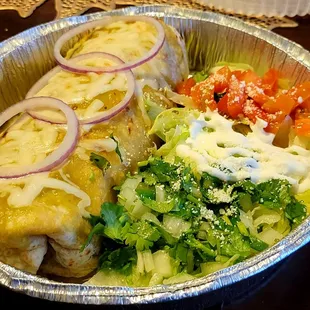 Asada Wet Burrito with green sauce