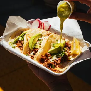 Regular Tacos with green salsa