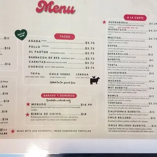 menu