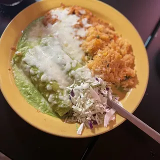 2. Chicken Enchiladas with Green Sauce Special