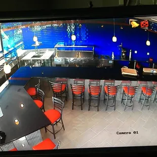 a view of a bar from above