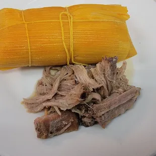 Cuban Tamale with a side of pork