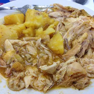 Chicken stew once I took out the skin and bones