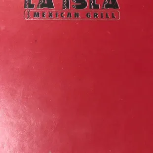 a close up of the logo on a red box