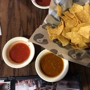 Nice hot salsa on the right.