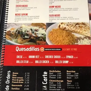 a menu for a mexican restaurant