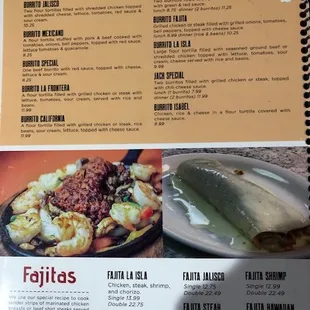 menu, burritos and wraps