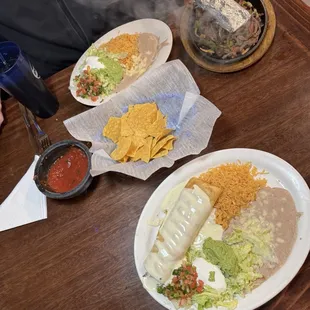 Chicken chimichanga lunch special and steak fajita lunch special