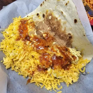 Bean egg cheese breakfast taco