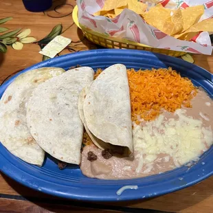 Three steak tacos @ $15.