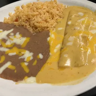 Senior Plate: choice of enchilada, rice and beans