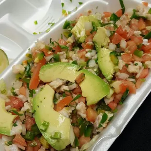 Fish ceviche plate. I requested jalapeños to be added. It's delicious from here ! They give you a lot for a serving also.