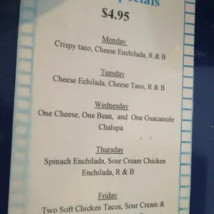 Daily specials