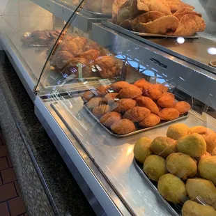 a variety of pastries on display