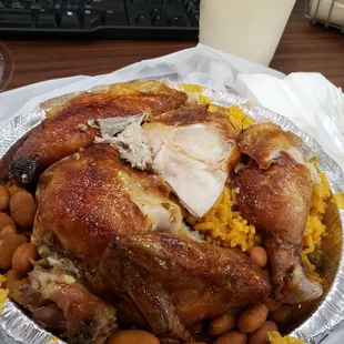 Combo 1 - half roasted chicken with rice and beans