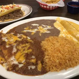 Cheese enchiladas, cheese tacos, taco.