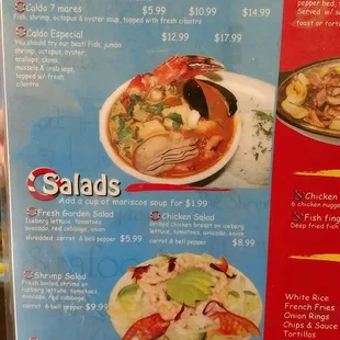 a menu for soups and salads