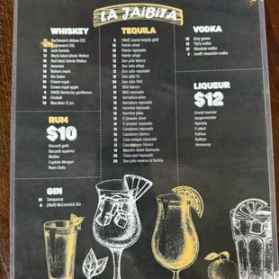 Drink menu