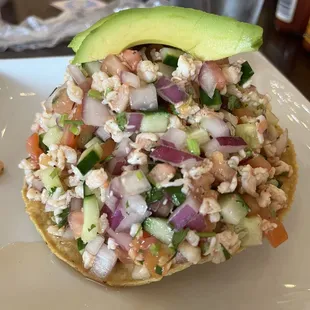 Shrimp tostada