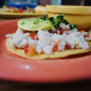 Second part of the Jaivita combo. Ceviche tostada and fish soup.