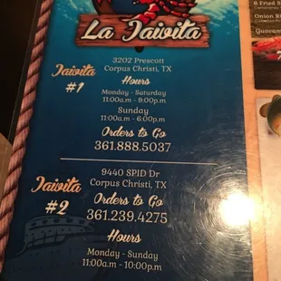 menu