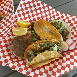 Quesataco buche, pastor, and taco tripa