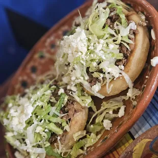 Freshly home made sopes de asada