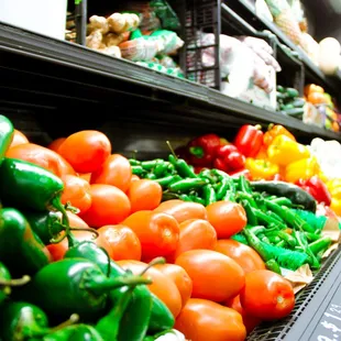 a produce section in a grocery store