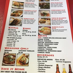 a menu for a mexican restaurant